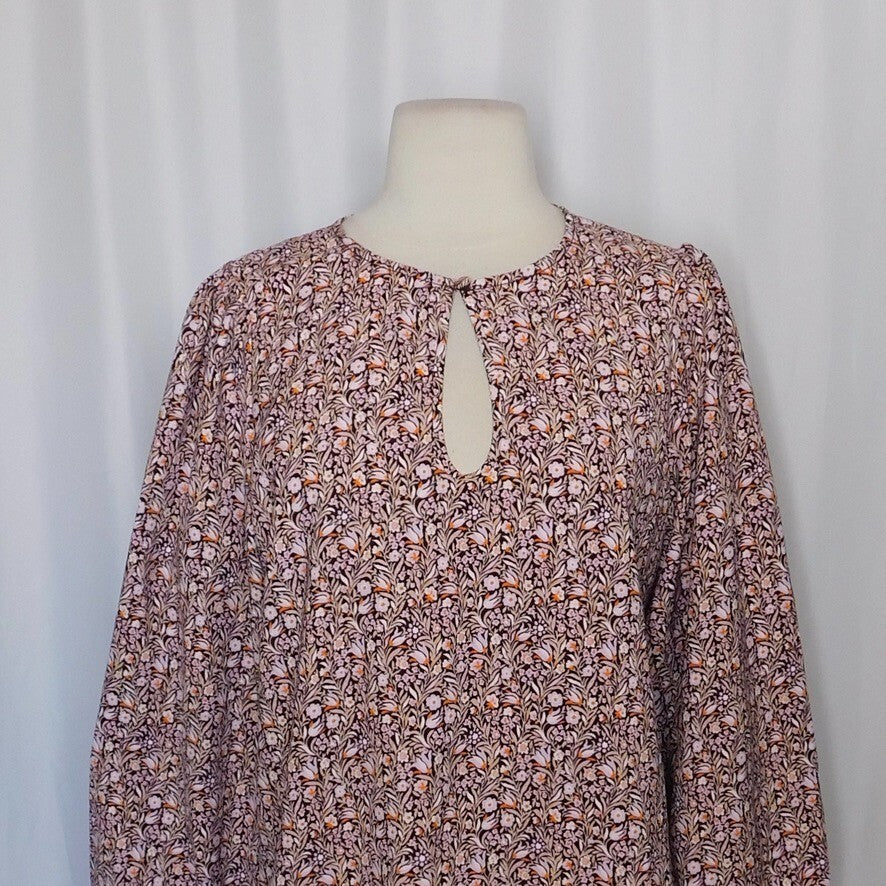 J. CREW Puff Sleeve Top Blouse Floral Flourish Crepe Cottagecore Prairie Small