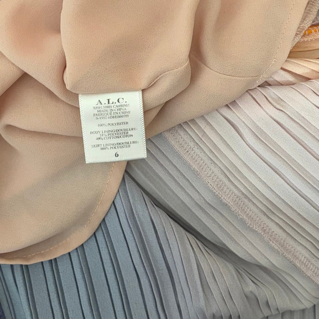 Revolve A.L.C. Sienna Dress Pastel Ombré Pleated Midi Dress Faux Wrap Size 6
