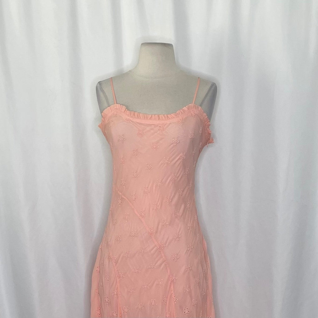 NWT!! J. CREW Collection Eyelet Maxi Slip Dress Blushed Peach Pink Fairy Size 6