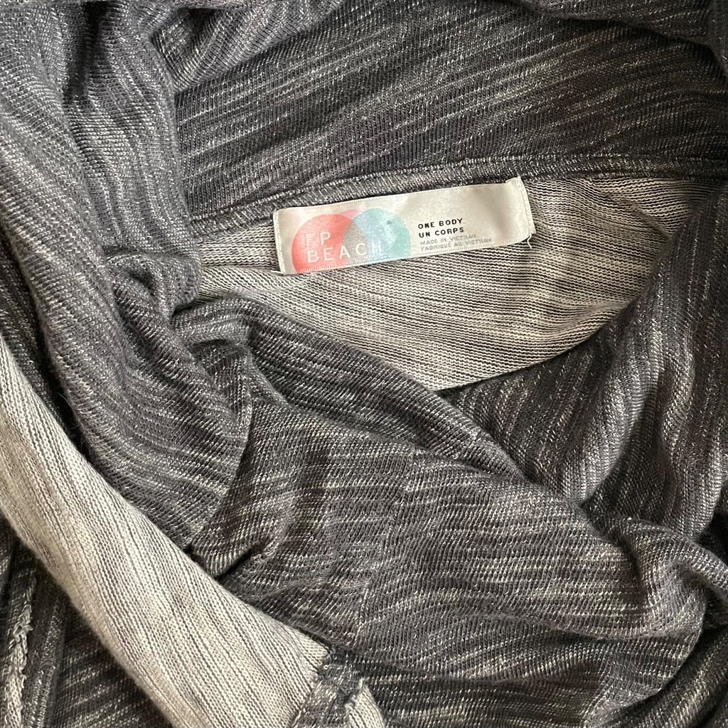 FREE PEOPLE FP Beach Cacoon Cowl Neck Knit Top Gray Space Dye X-Small Small