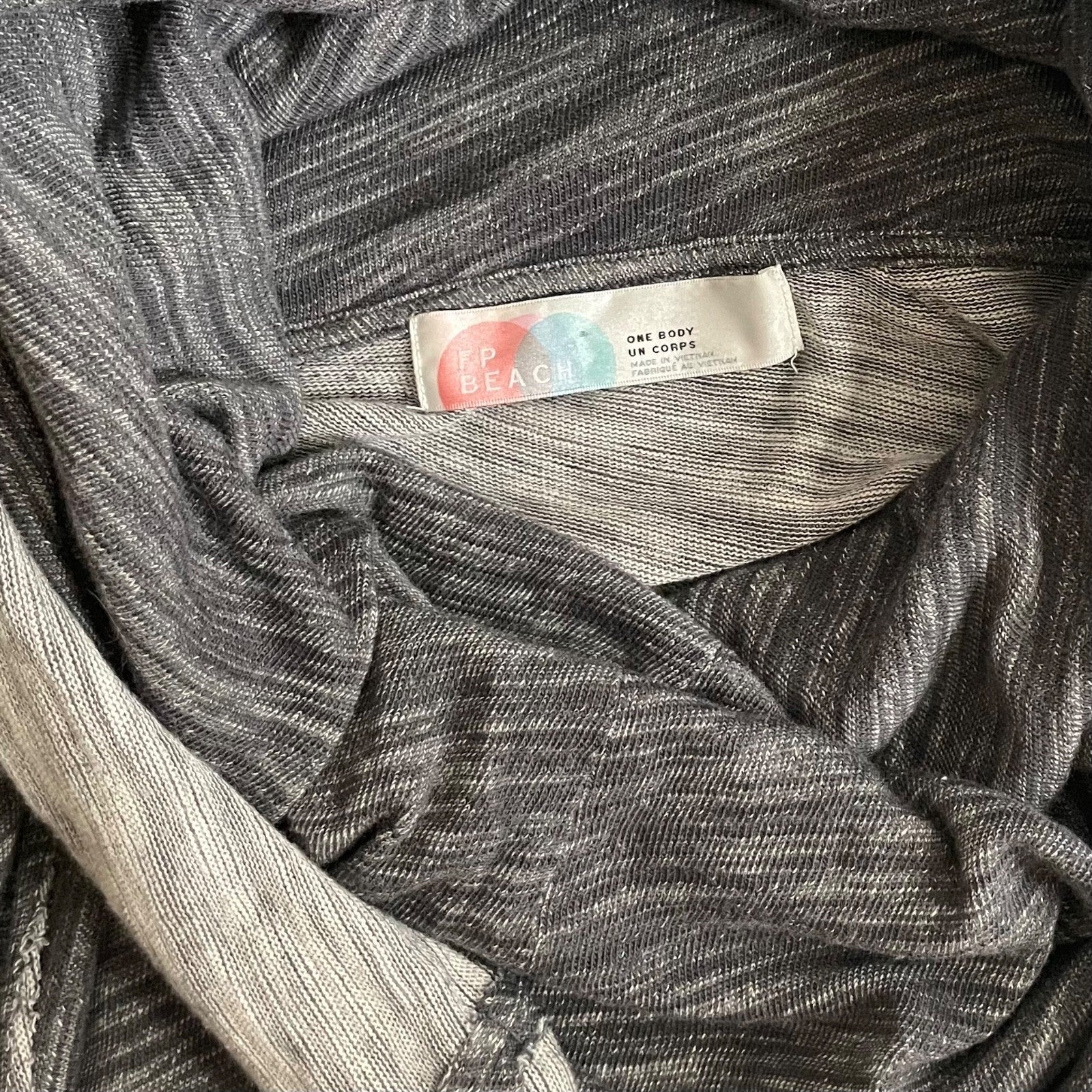 FREE PEOPLE FP Beach Cacoon Cowl Neck Knit Top Gray Space Dye X-Small Small