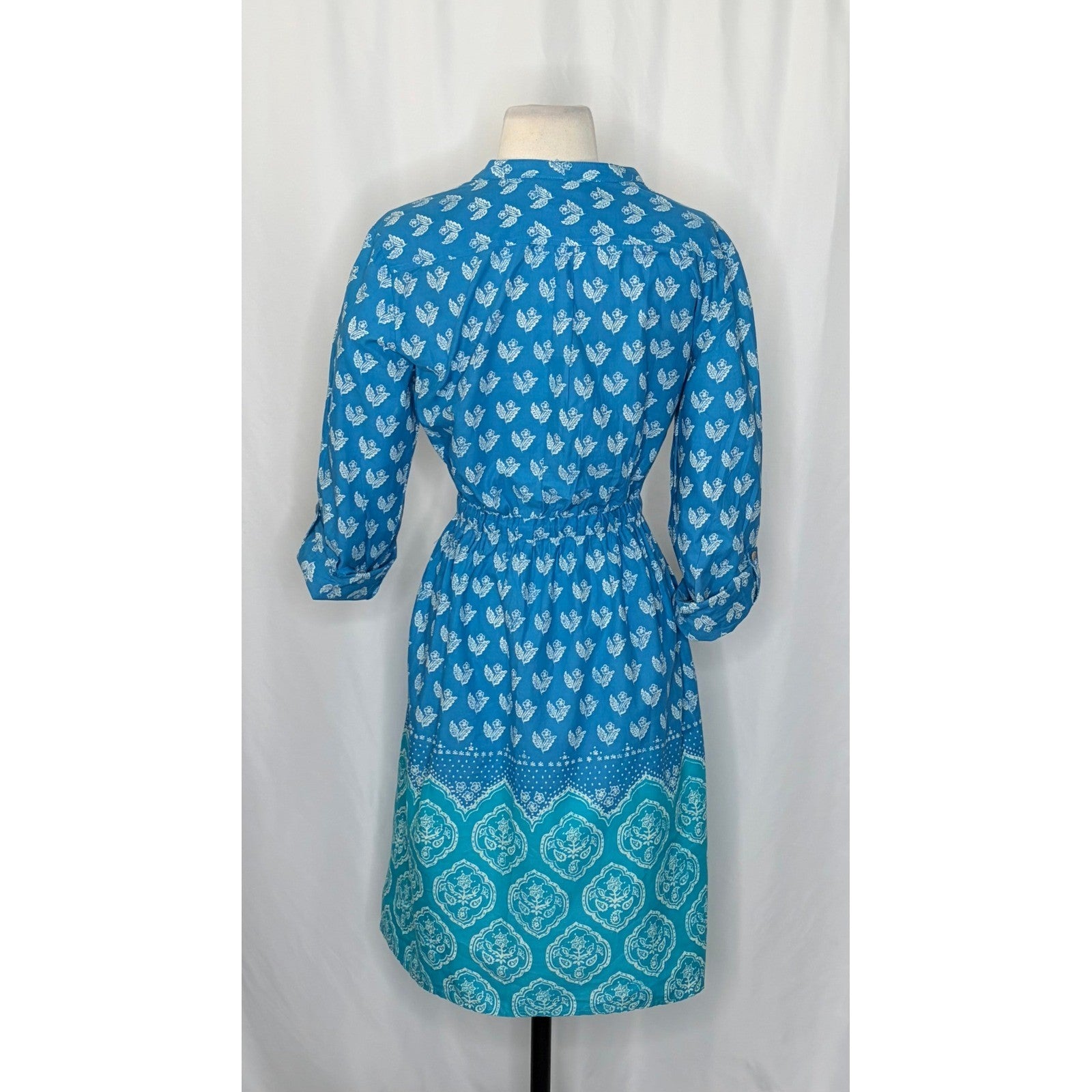Anthropologie MEADOW RUE Anila Shirtdress Floral Blockprint Shirt Dress Size 4