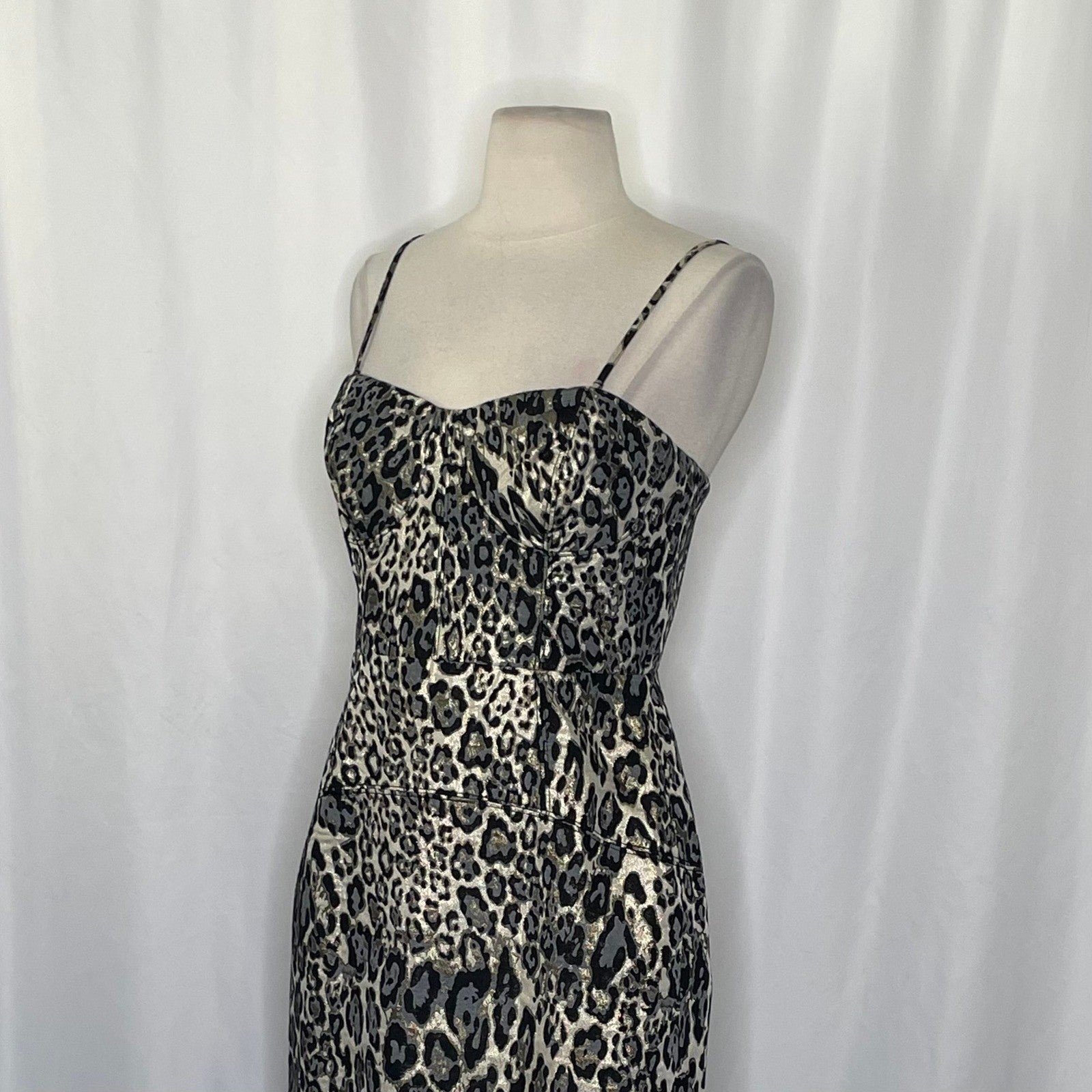 J. CREW Collection Animal Print Sheath Dress Leopard Strappy Bodice Size 4