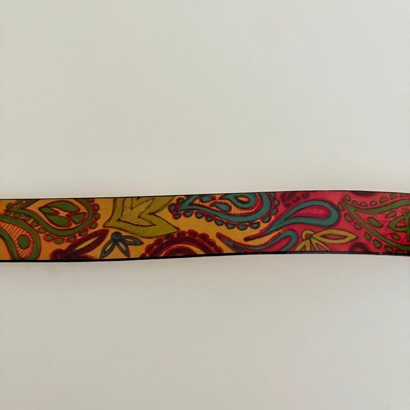 Unisex JON WYE Leather Paisley Belt Western Retro Made in USA Men Women 46"