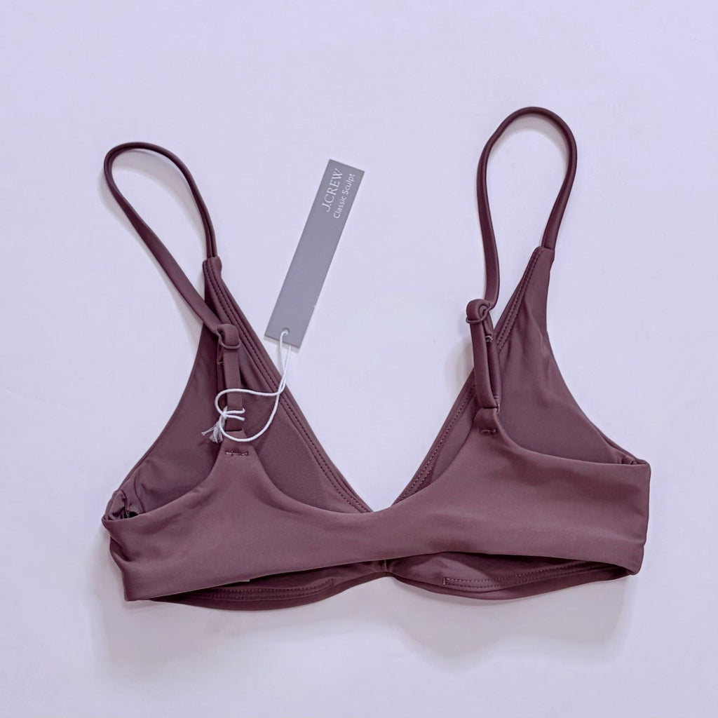 NEW!! J. CREW Lana Bikini Top Classic Sculpt Smoky Willow Wood Beach XX-Small