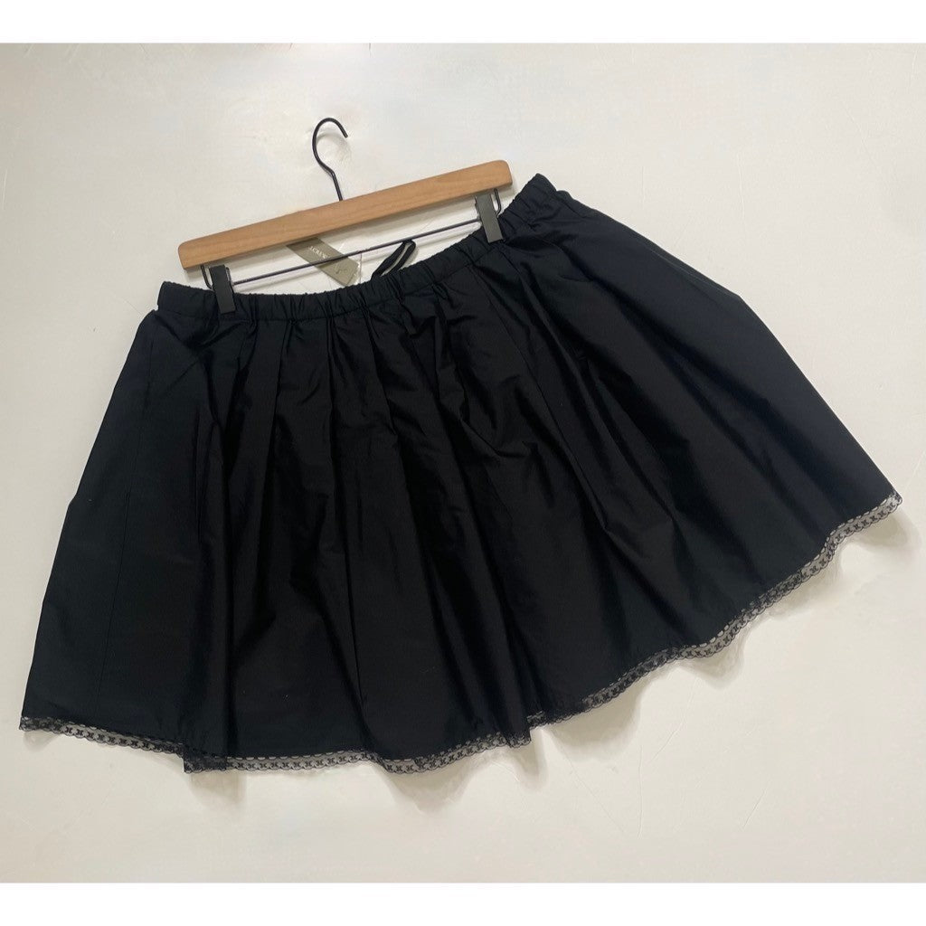 NWT!! J. CREW Pleated Tie Waist Mini Skirt Solid Black Poplin Pleated XL Tall