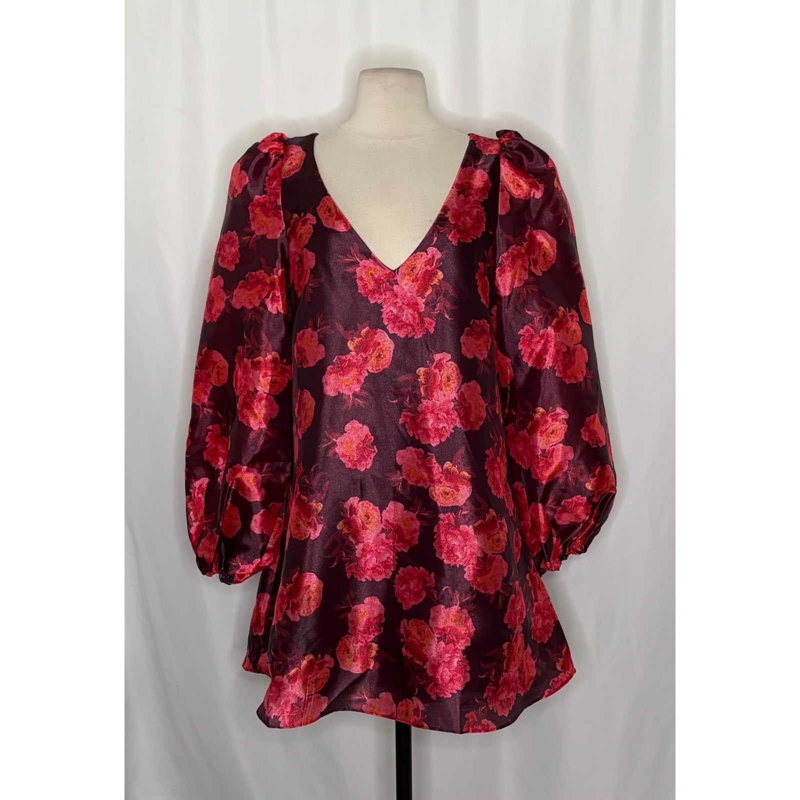 NWT!! Anthropologie BHLDN Aliana V Neck Floral Organza Mini Dress Large
