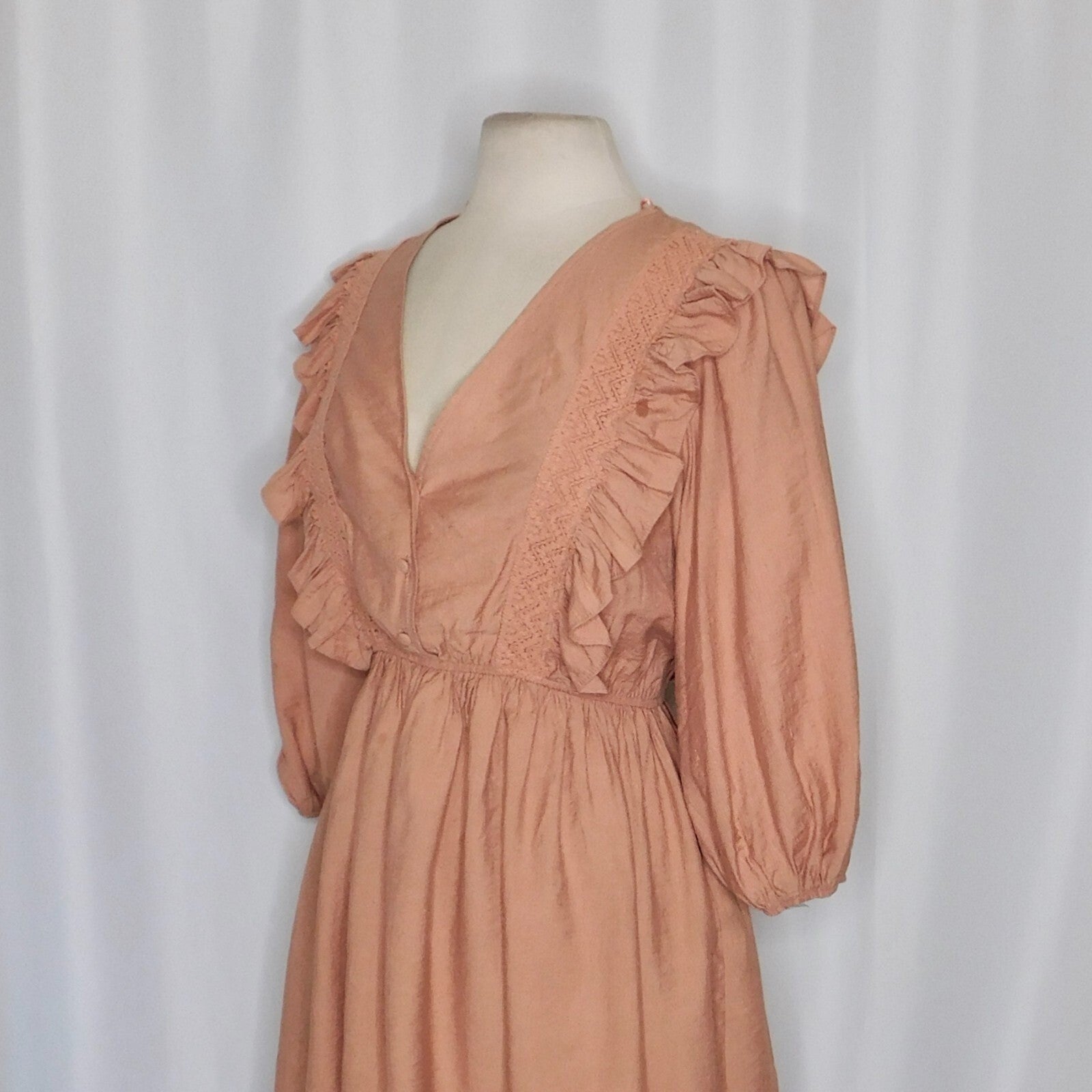 NWT!! ZARA Marsala Guipure Lace Ruffled Mini Dress Blogger Favorite Medium