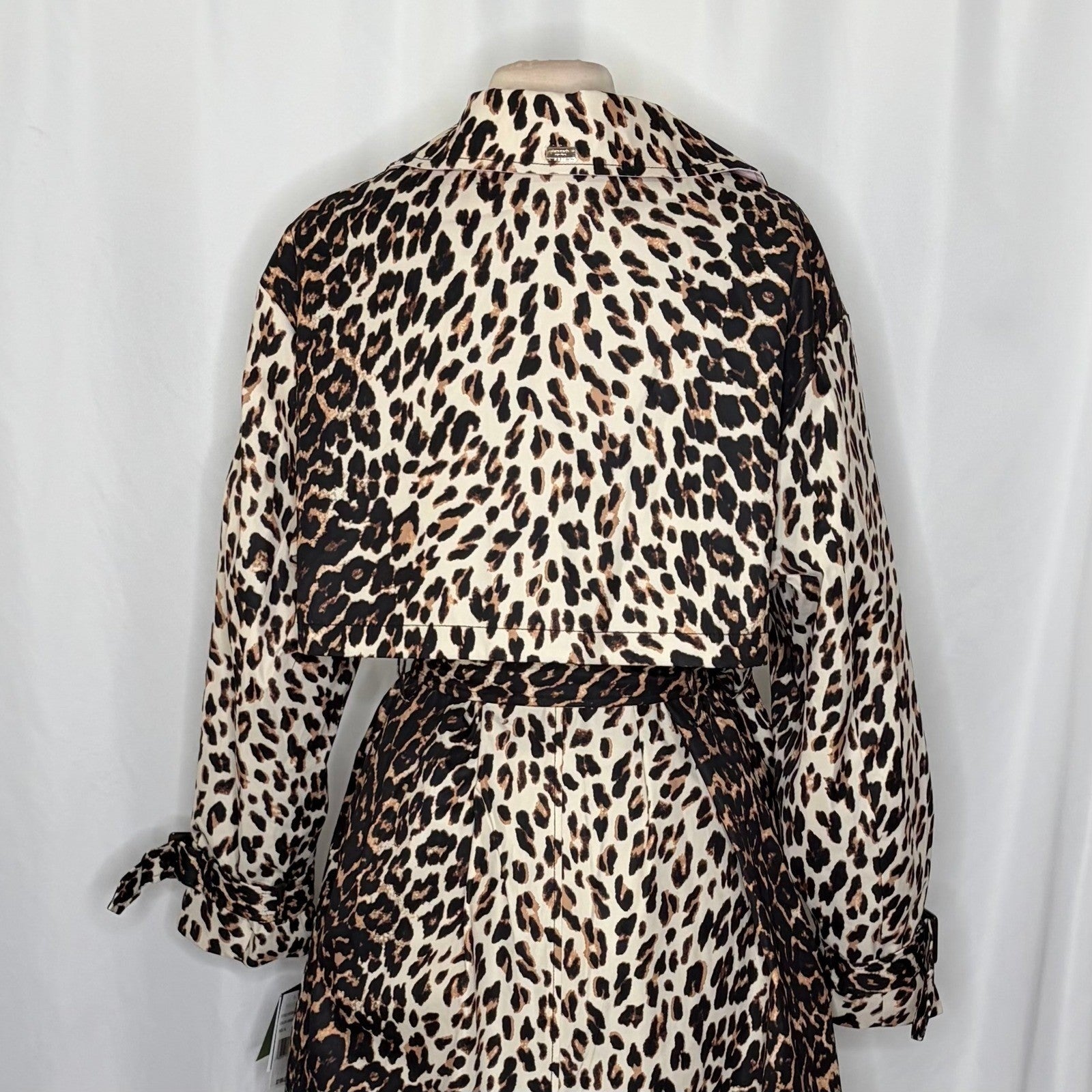 NWT!! KATE SPADE New York Leopard Belted Longline Double Breasted Trench Coat XL