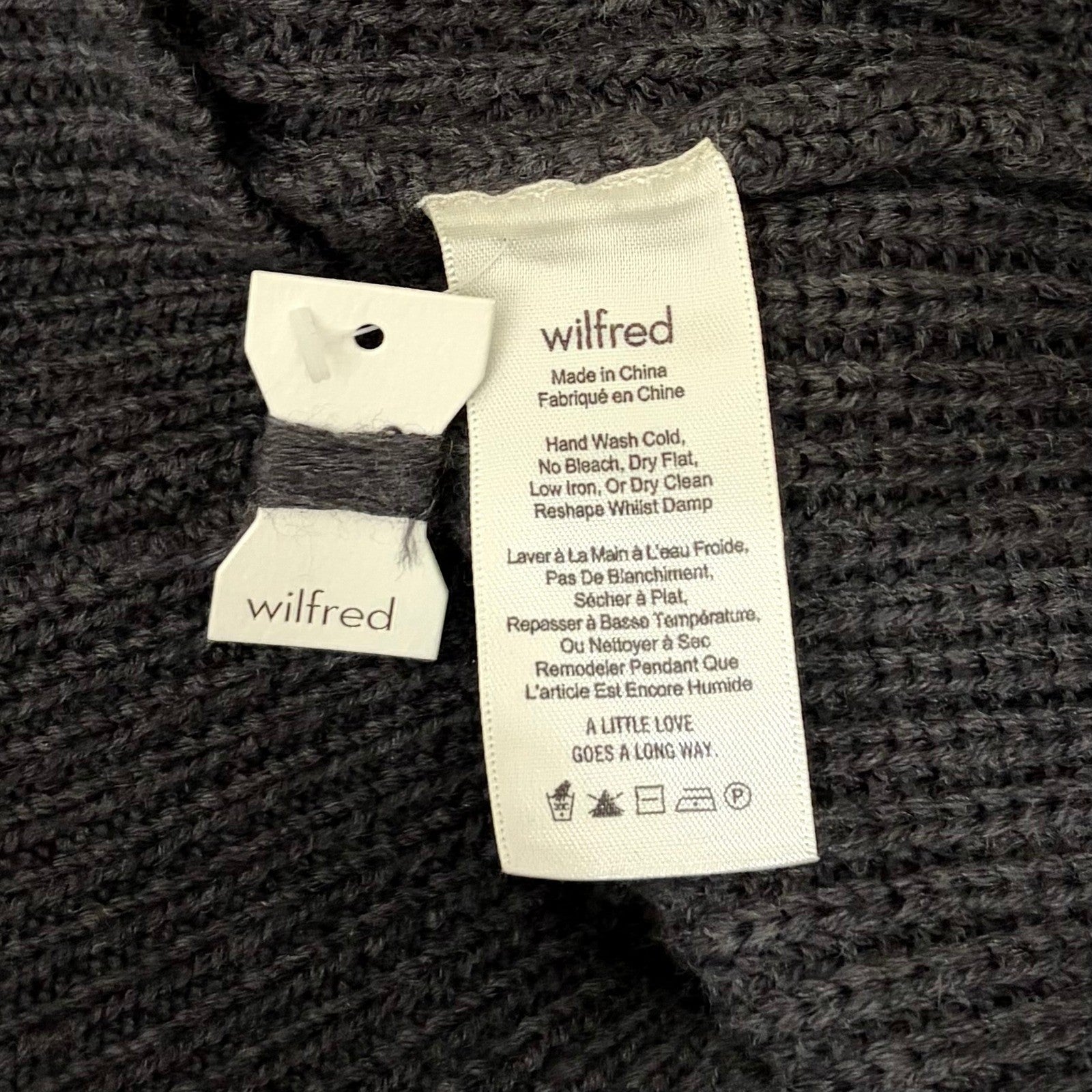 NEW!! Aritzia WILFRED Wool Shaker Knit Mock Neck Turtleneck Sweater Gray Small