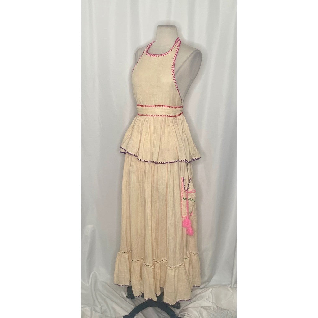 NWT!! FREE PEOPLE Island Time Embroidered Set Skirt Halter Top Gauzy Small