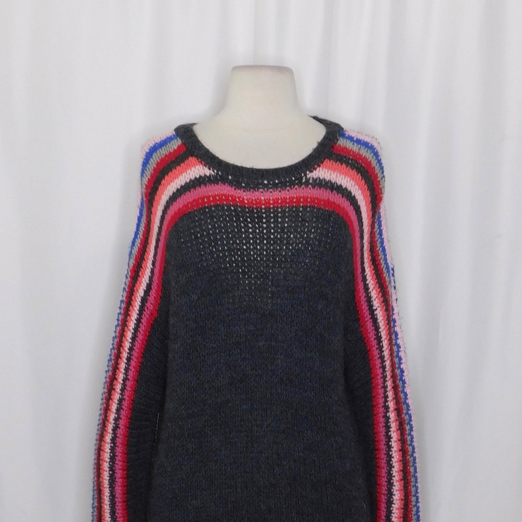 XIRENA Teton Aprés Ski Sweater Alpaca Gray Colorful Stripes Sporty Apres X-Small