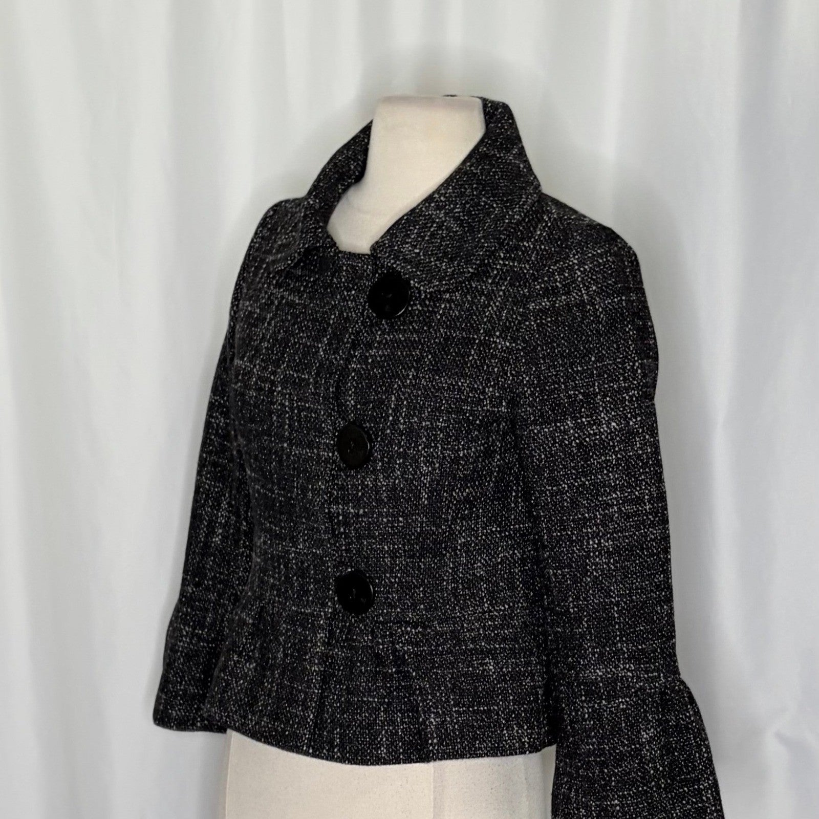 Anthropologie TAIKONHU Teed Peplum Cropped Jacket Coat Wool Blend Size 2
