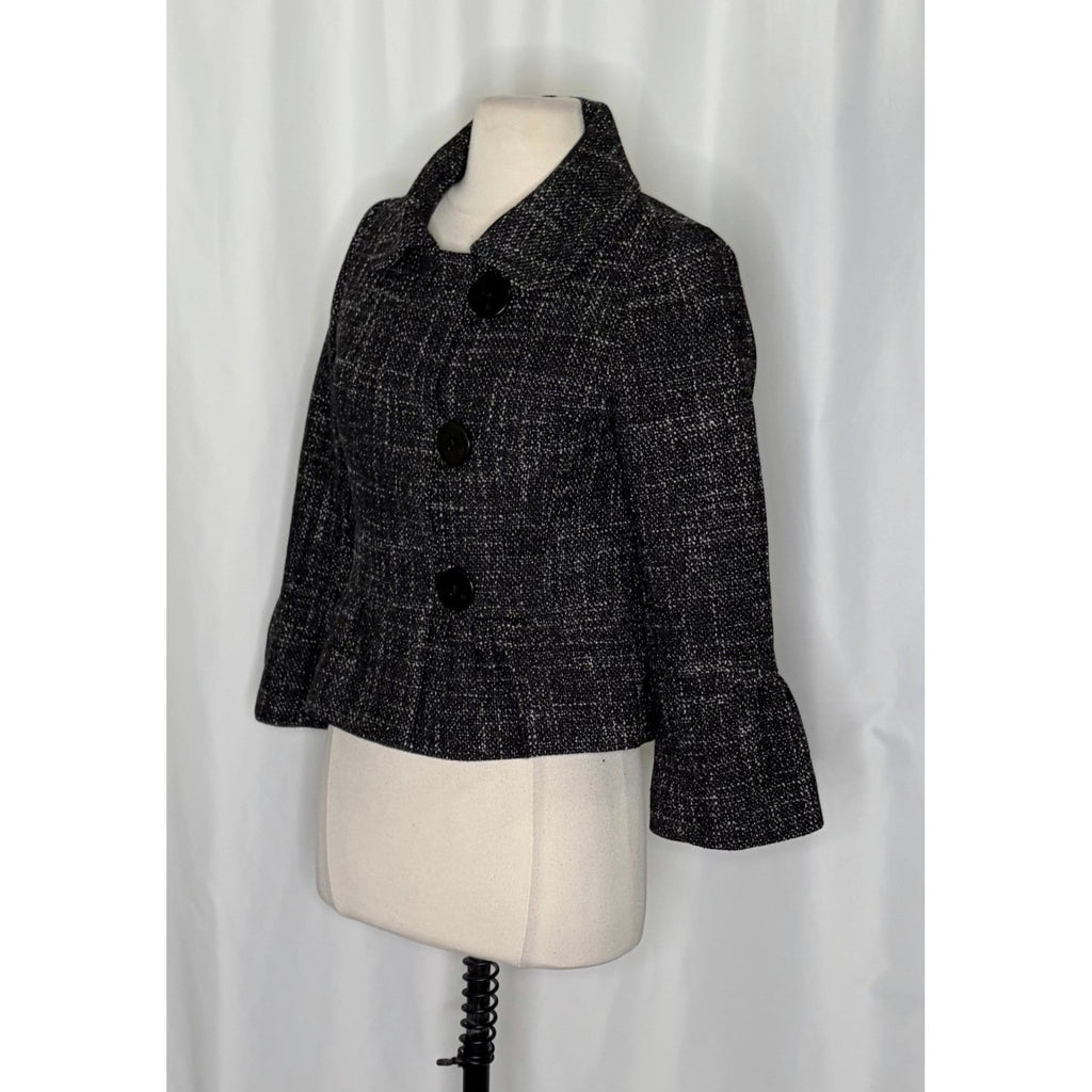 Anthropologie TAIKONHU Teed Peplum Cropped Jacket Coat Wool Blend Size 2