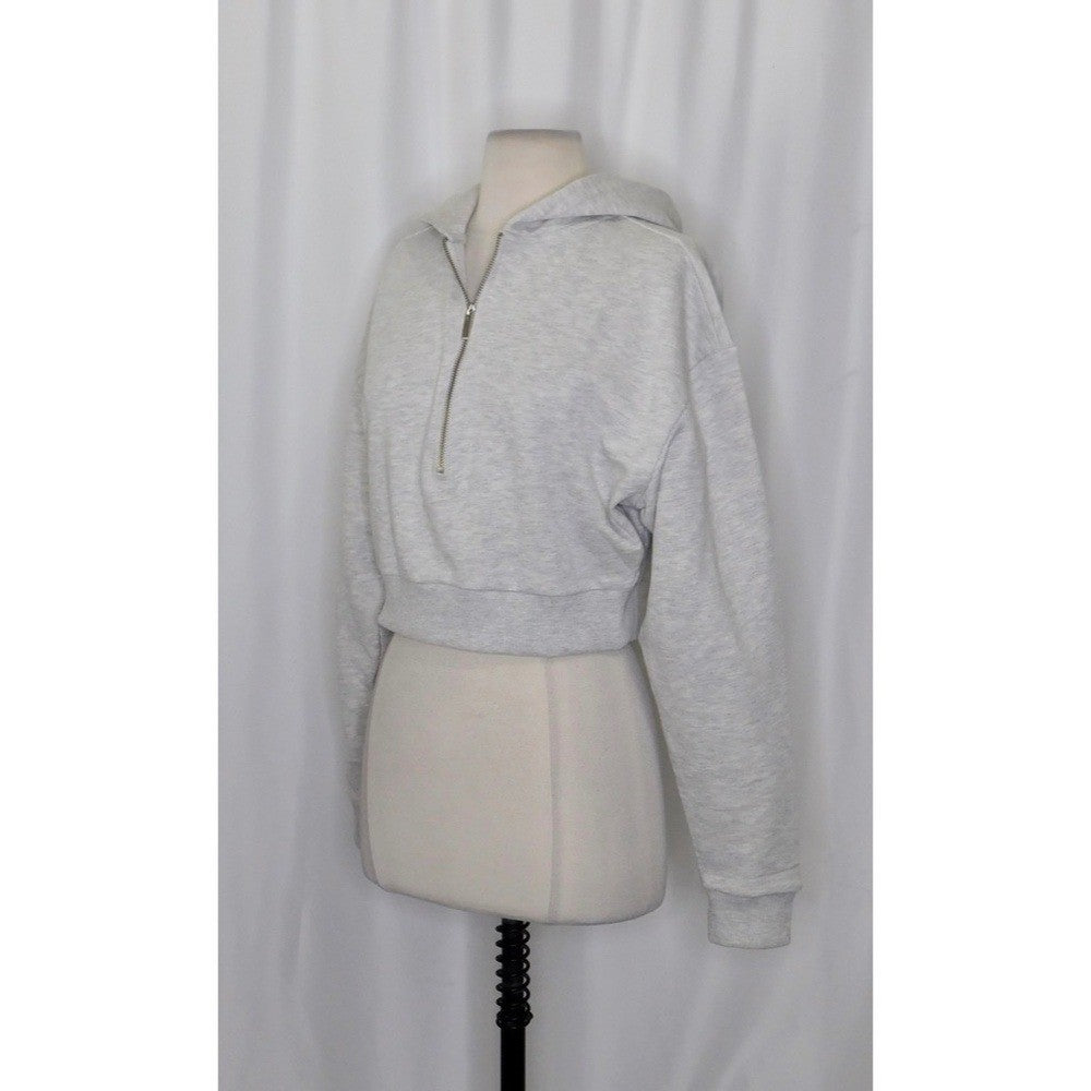 NWT!! WEWOREWHAT Half Zip Hoodie Heathered Gray Sweatshirt Hood Athleisure Small