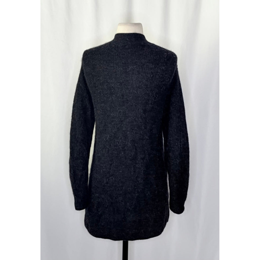 EVERLANE The Oversized Alpaca Cardigan Heathered Black Merino Wool Pockets Small