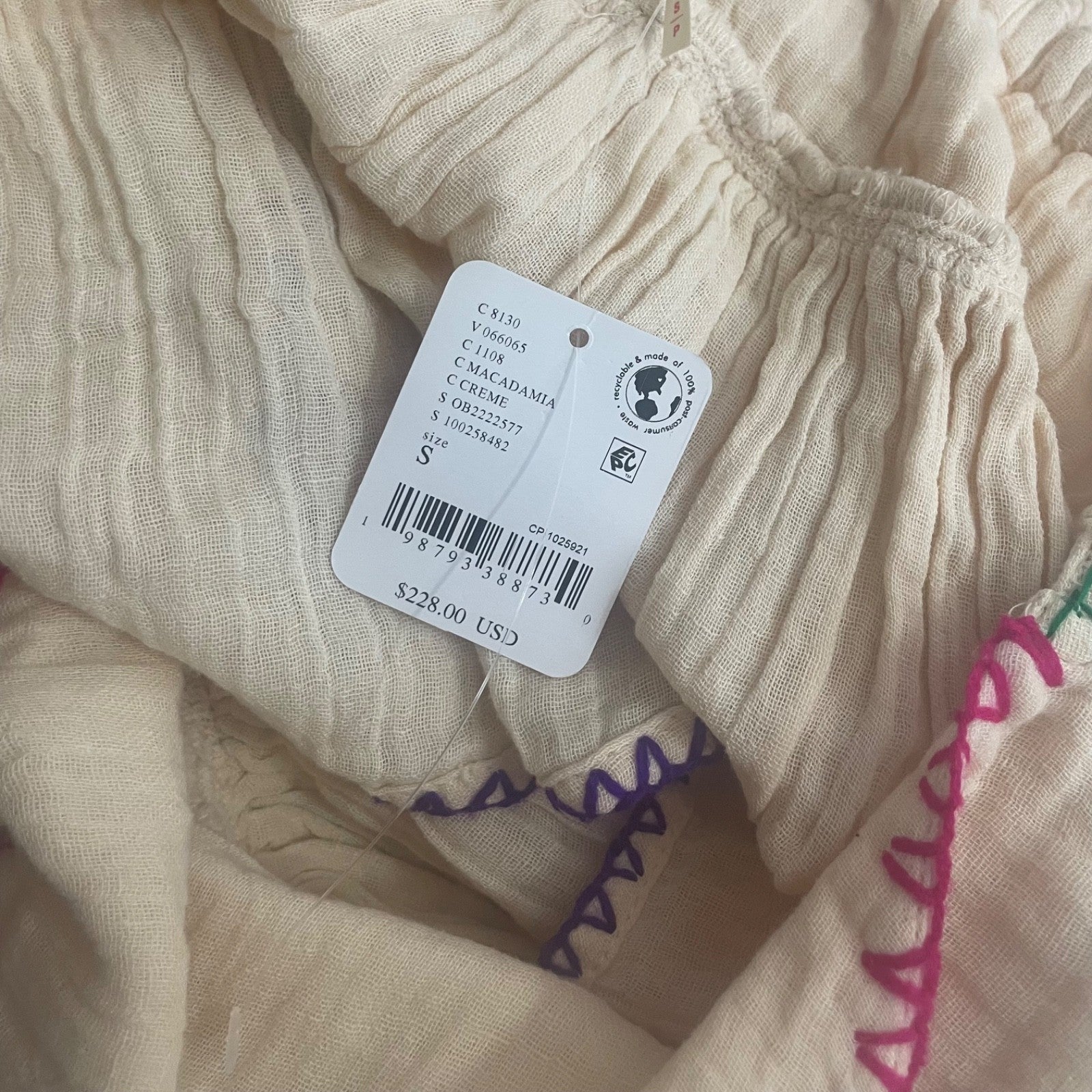 NWT!! FREE PEOPLE Island Time Embroidered Set Skirt Halter Top Gauzy Small