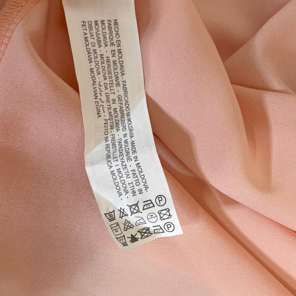 ZARA Organza Pink Peach Floral Maxi Dress Tiered Sundress Summer Vacation Medium