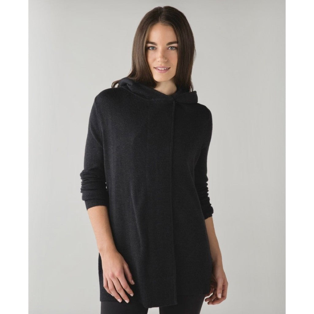 LULULEMON Peace Of Mind Wrap Cardigan Sweater Heathered Black Athleisure Size 8