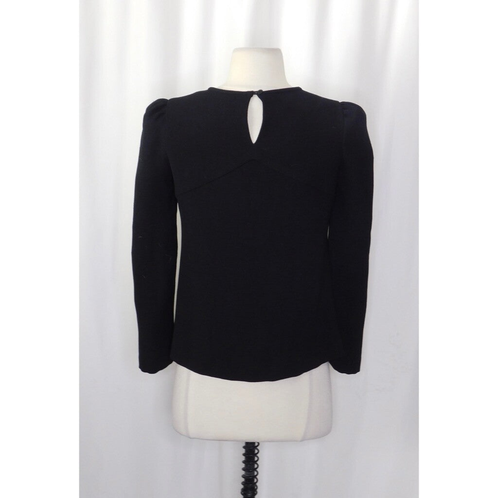 BA&SH Black Corus Top Blouse Cutout Details Solid Cut-Outs Bash Size 0 US Size 4