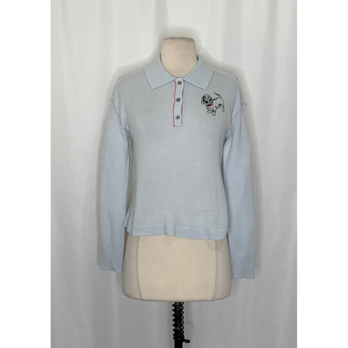 Anthropologie PILCRO The Jensen Cashmere Crop Polo Sweater Soft Sea Dog X-Small