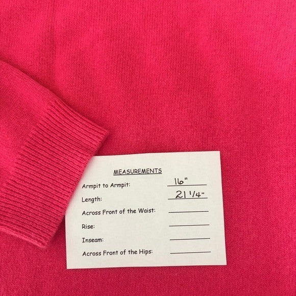 GARNET HILL Cashmere Sweater Scoop Neck Solid Pink Bright Pullover X-Small