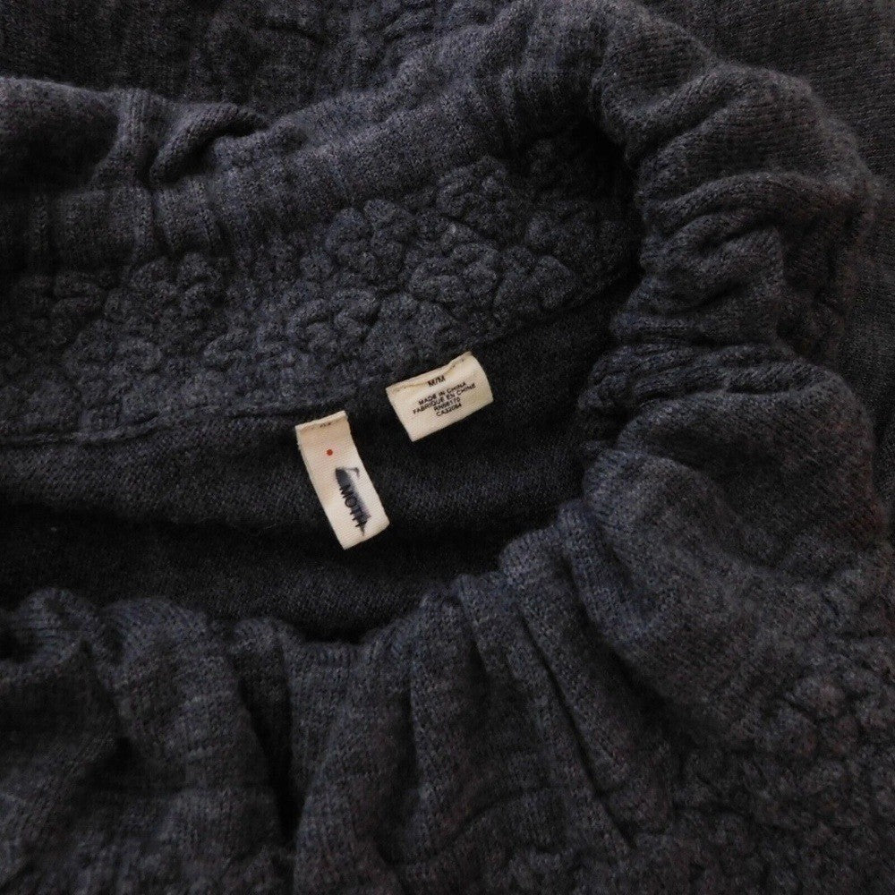 Anthropologie MOTH Gray Wool Ha'penny Cardigan Ruffled Cinched Tie Neck Medium