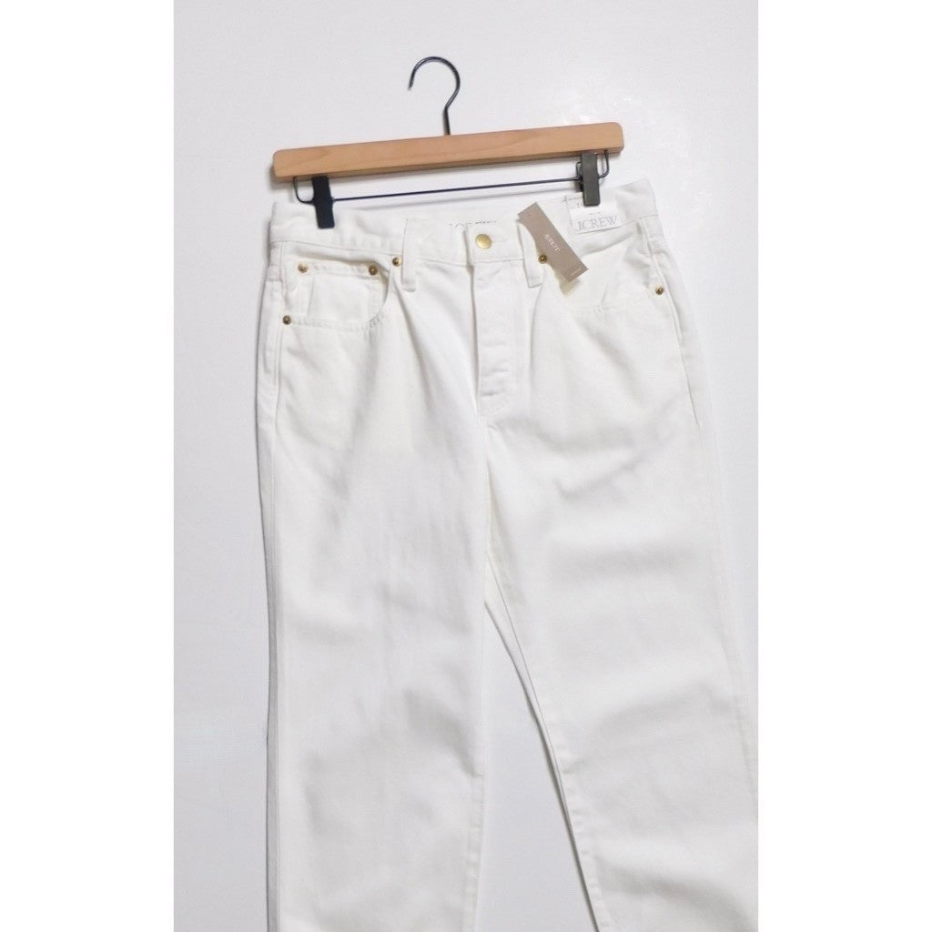 NWT!! J. CREW White '84 Slouchy Jeans Solid Button Fly Straight Legs Size 27