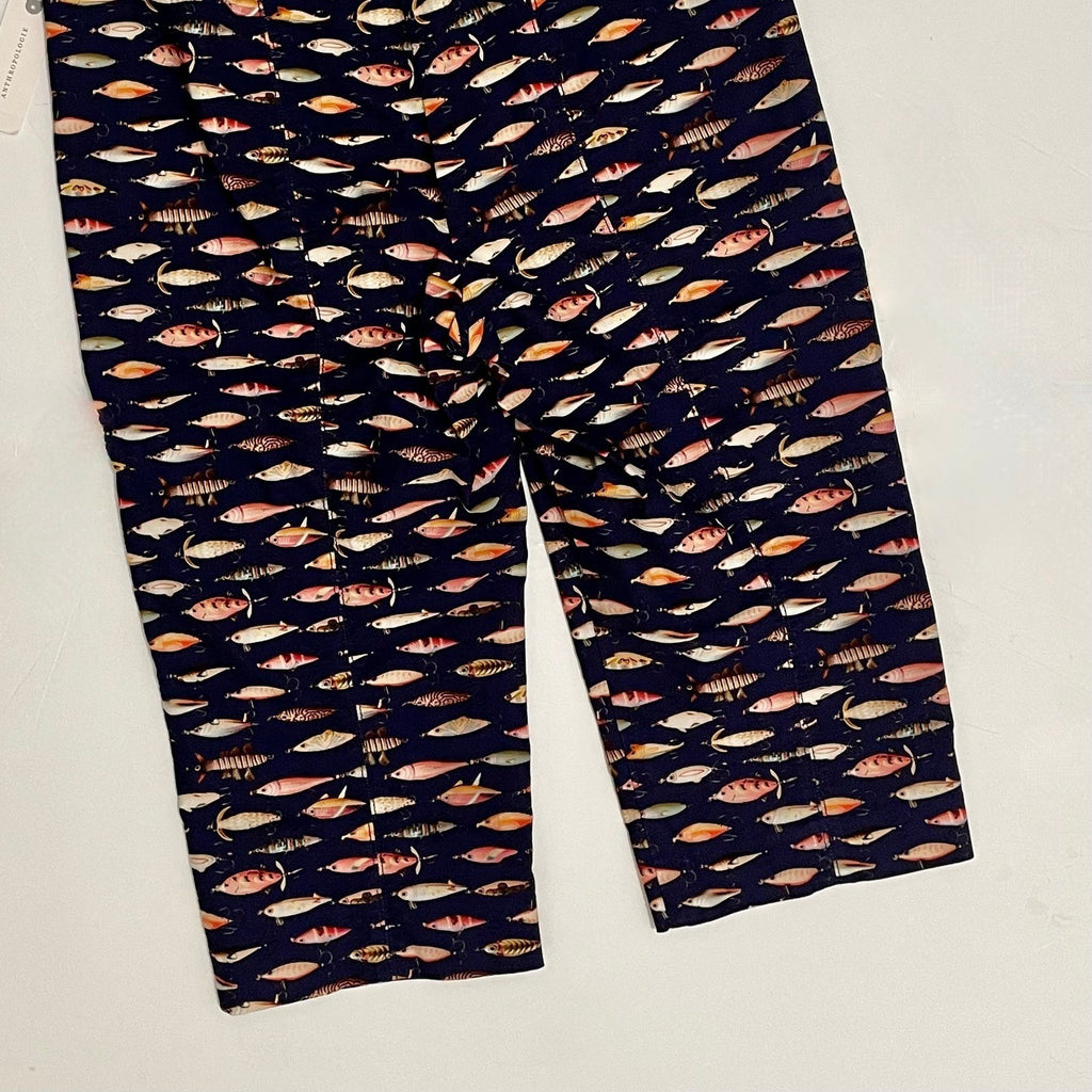 NWT!! Anthropologie MAEVE Fishing Lures Capri Pants Elastic Waist Cropped Medium