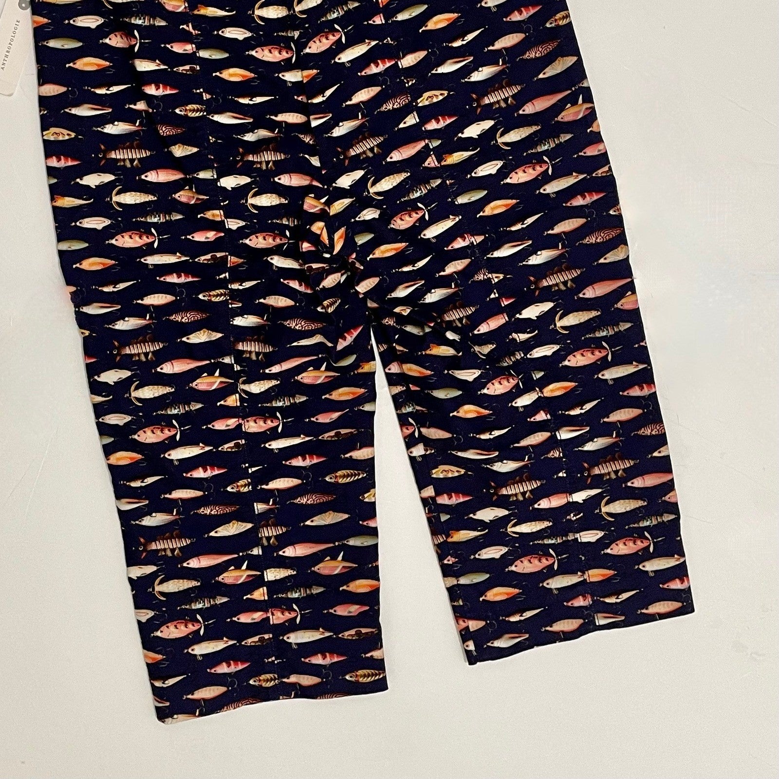 NWT!! Anthropologie MAEVE Fishing Lures Capri Pants Elastic Waist Cropped Medium