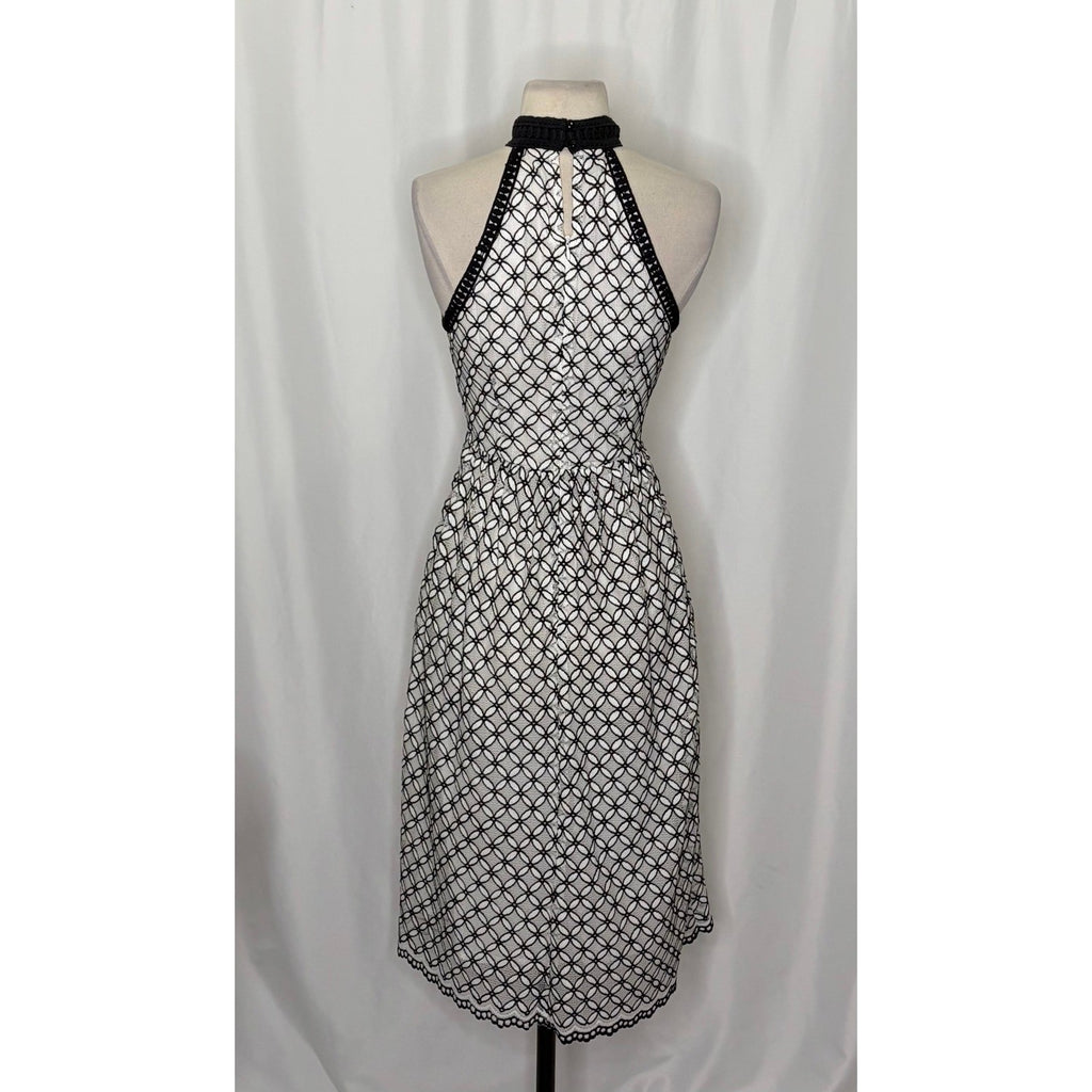 Anthropologie ERI + ALI Ninetta Lace Dress Halter Neck Black White Lacey Size 4