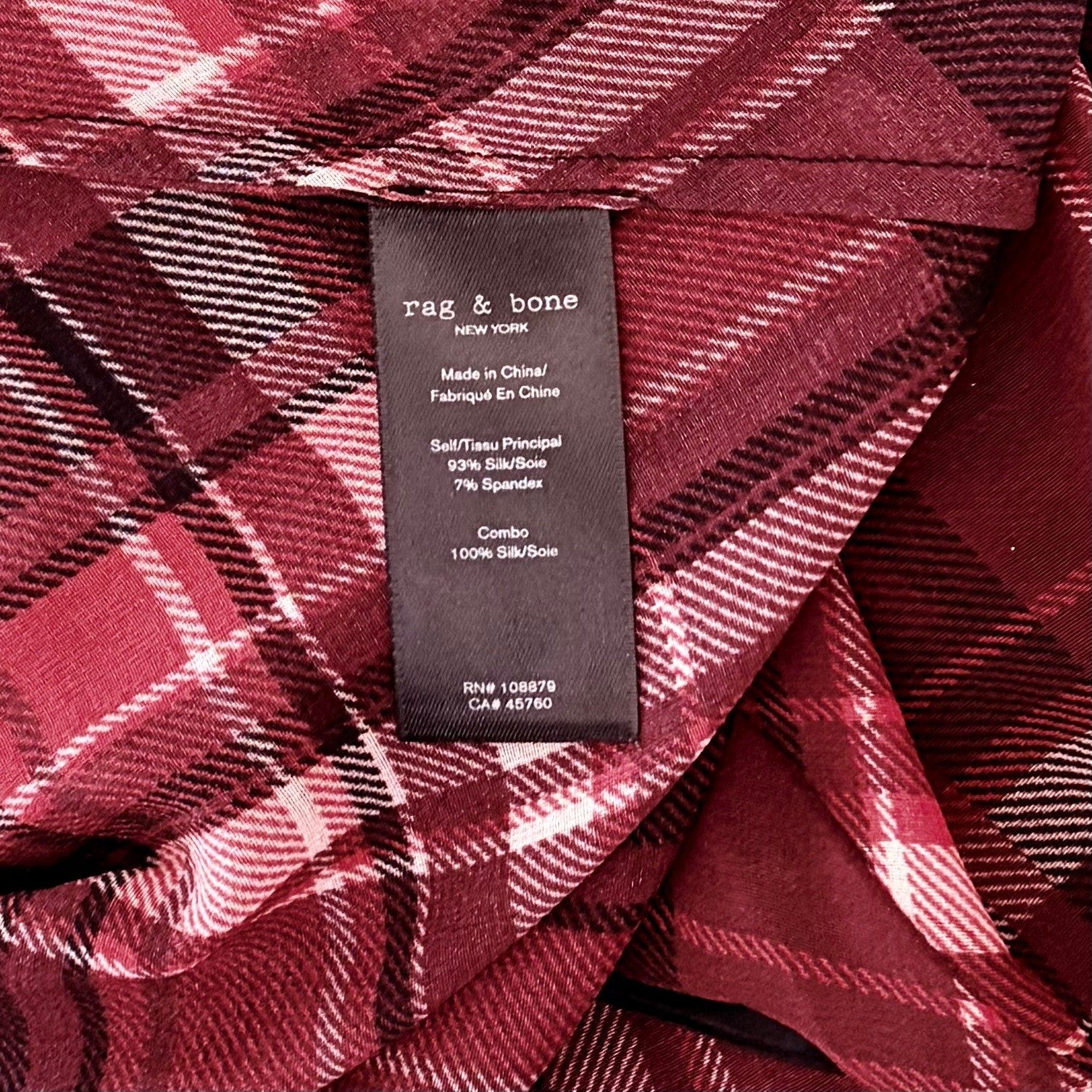 RAG & BONE Silk Victor Plaid Surplice Top Blouse Shirt Drapey High Low Medium