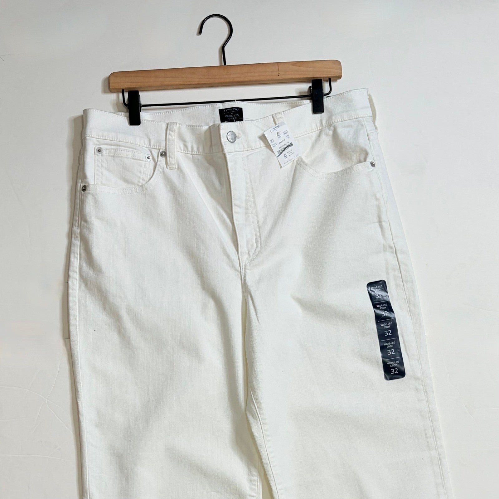 NWT!! J. CREW Factory Wide-Leg Cropped Jeans All-Day Stretch Solid White Size 32