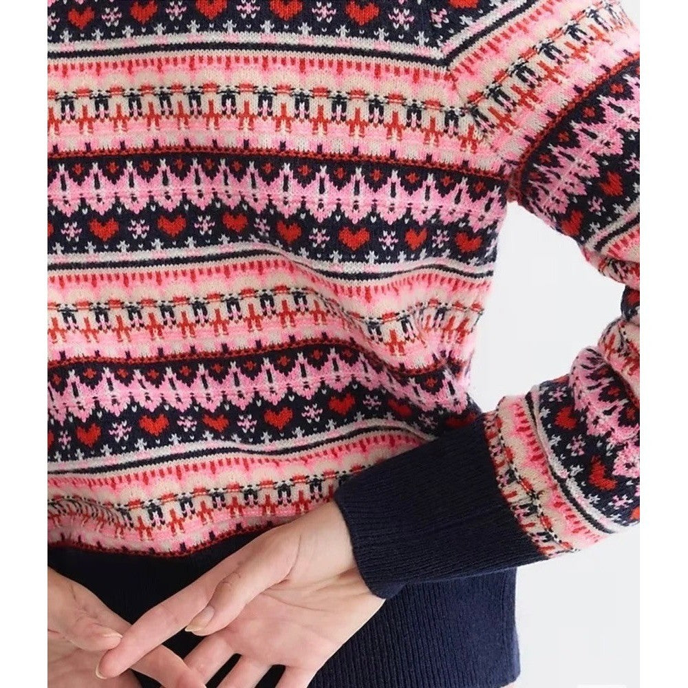 NWT!! J. CREW Fair Isle Crewneck Sweater Lambswool Wool Knit Blend XX-Small XXS