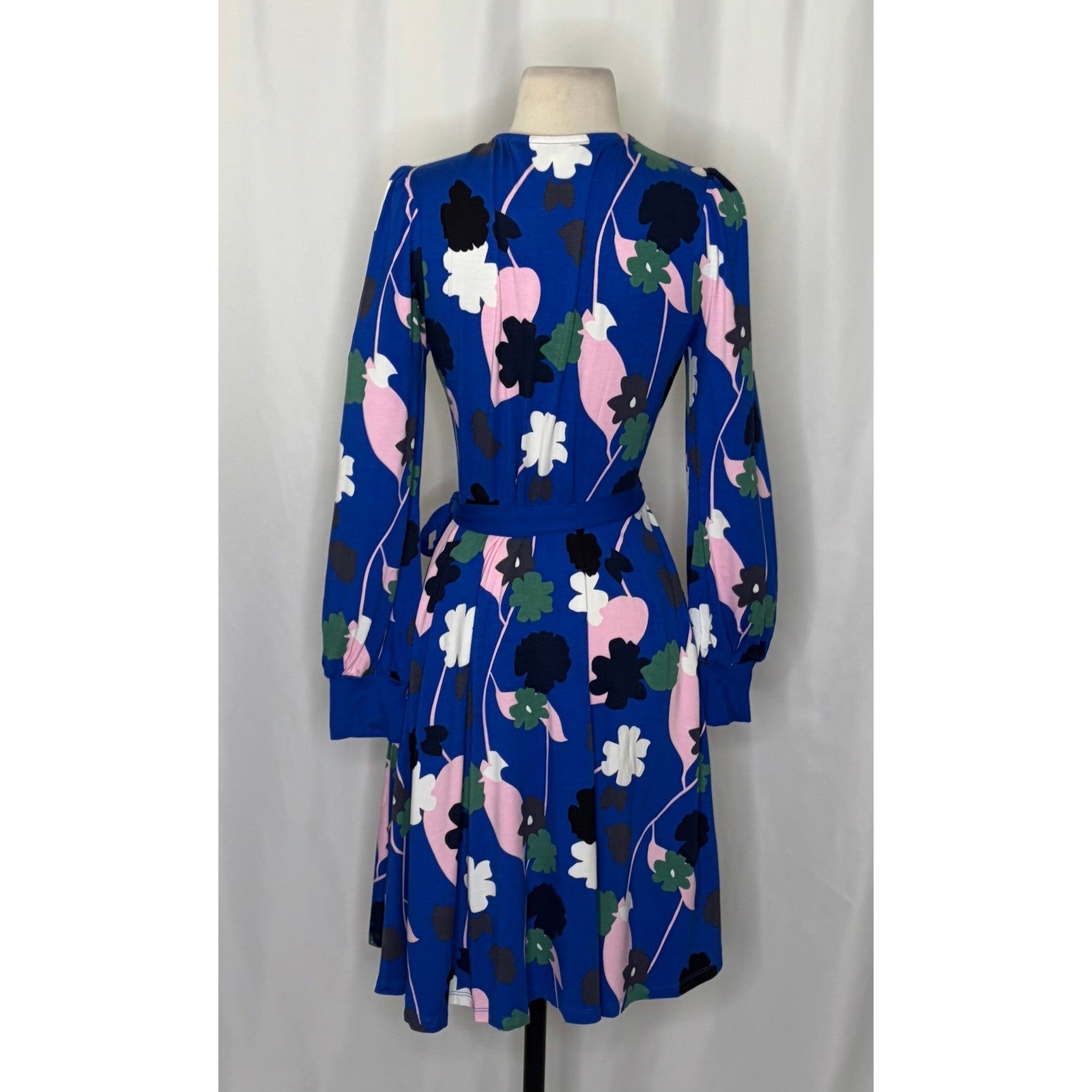 BODEN Edie Jersey Knit Wrap Dress Blue Summit Floral Press Print Preppy Size 8