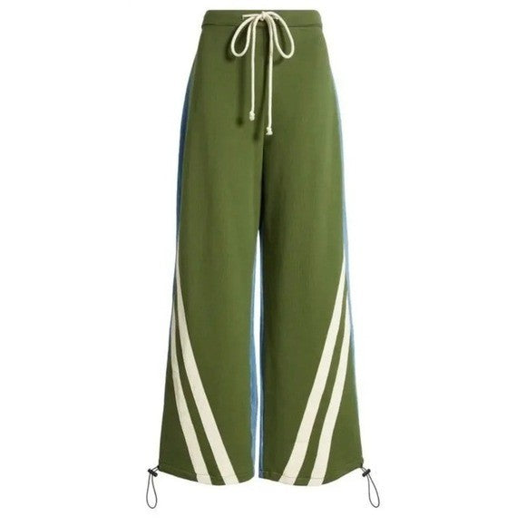 AUSTIN LANDING Sporty Jogger Jeans Green Stripes Denim Back Size 5 Juniors Small