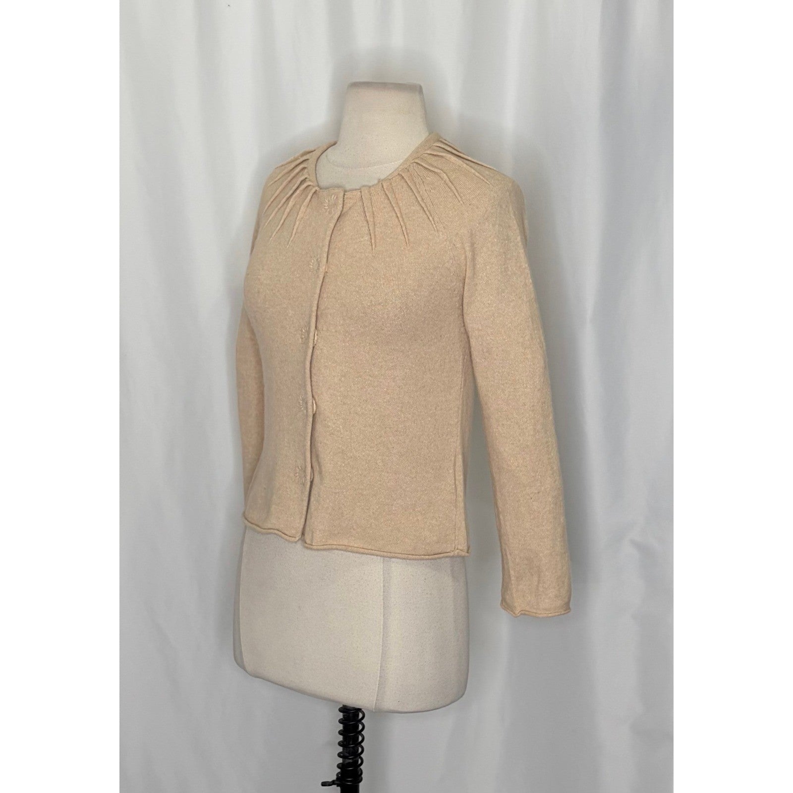 Anthropologie CHARLIE & ROBIN Cashmere Wool Cropped Cardigan Sweater Small