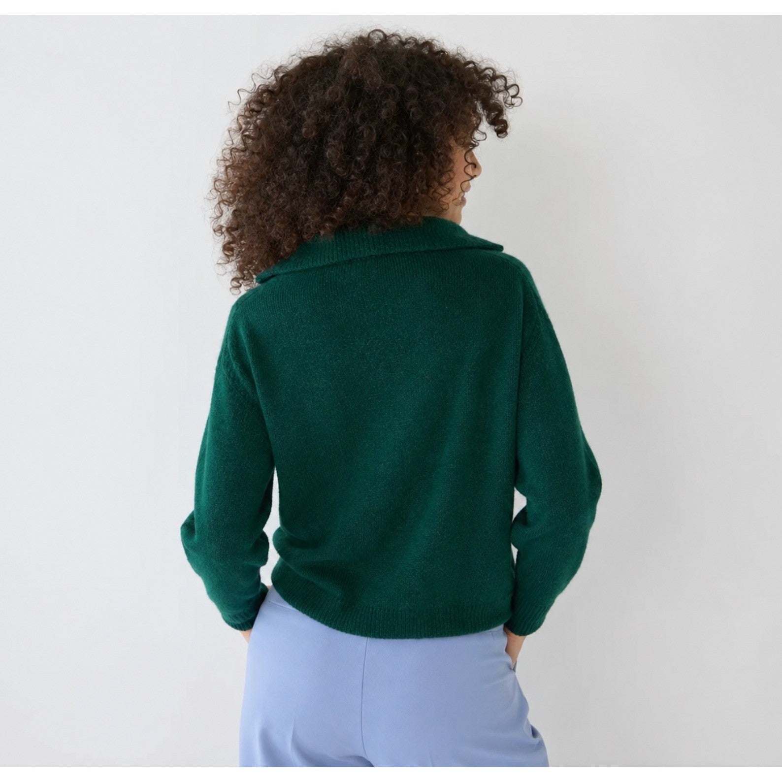 J. CREW Relaxed Half Zip Stretch Sweater Merino Wool Alpaca Dark Spruce Green M