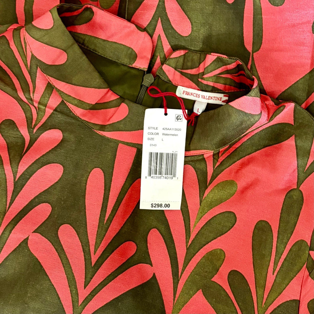 NWT!! FRANCES VALENTINE Diplomat Mini Dress Royal Palms Watermelon A-Line Large