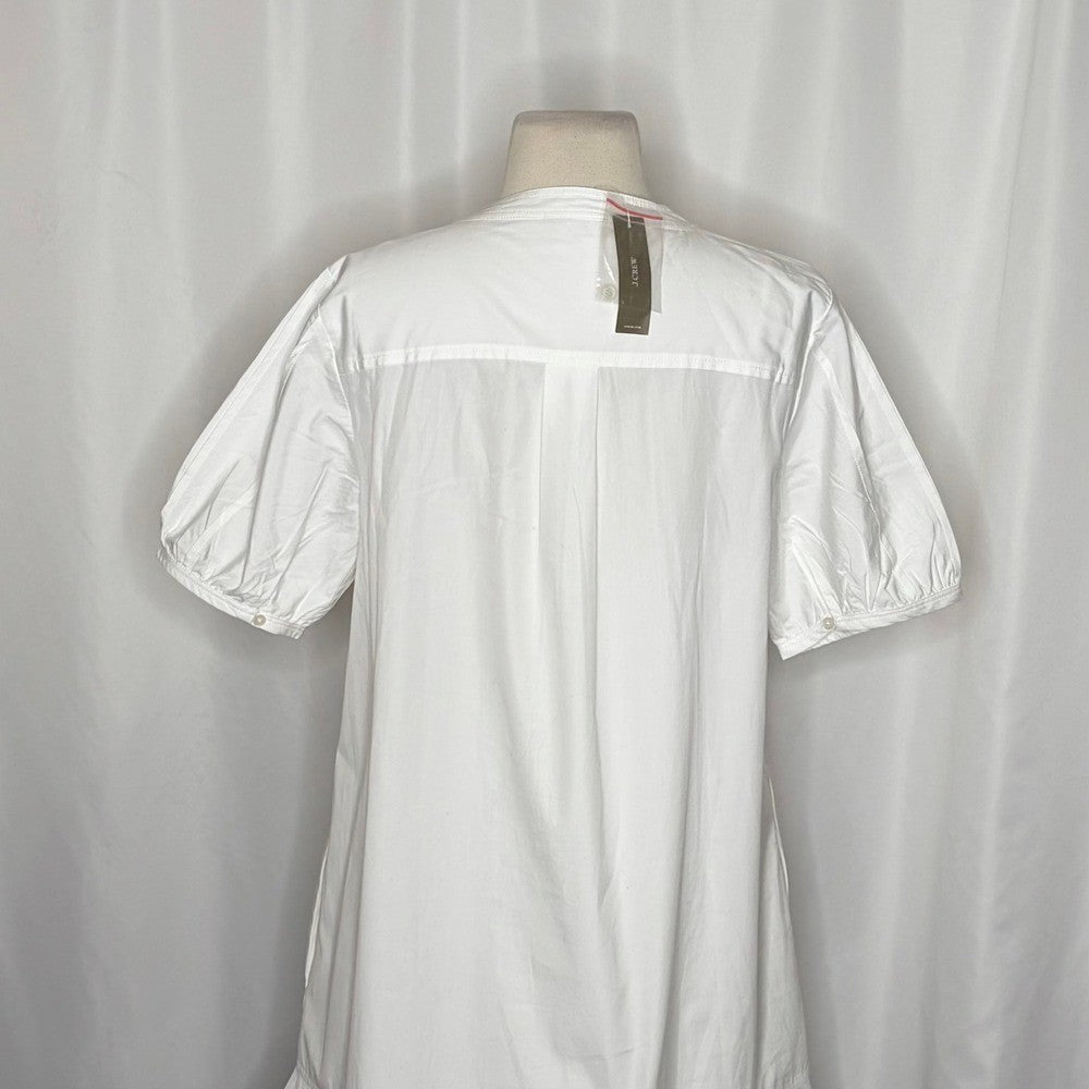 NWT!! J. CREW Delilah Dress Cotton Poplin Solid White Mini Ruffle Small Tall ST