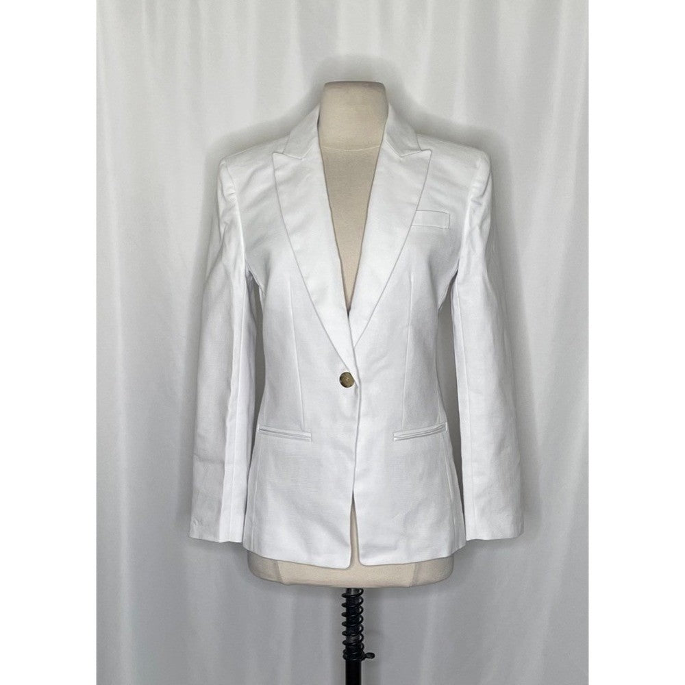 NWT!! J. CREW Alexandra Blazer Stretch Linen Blend Solid White Jacket Size 4