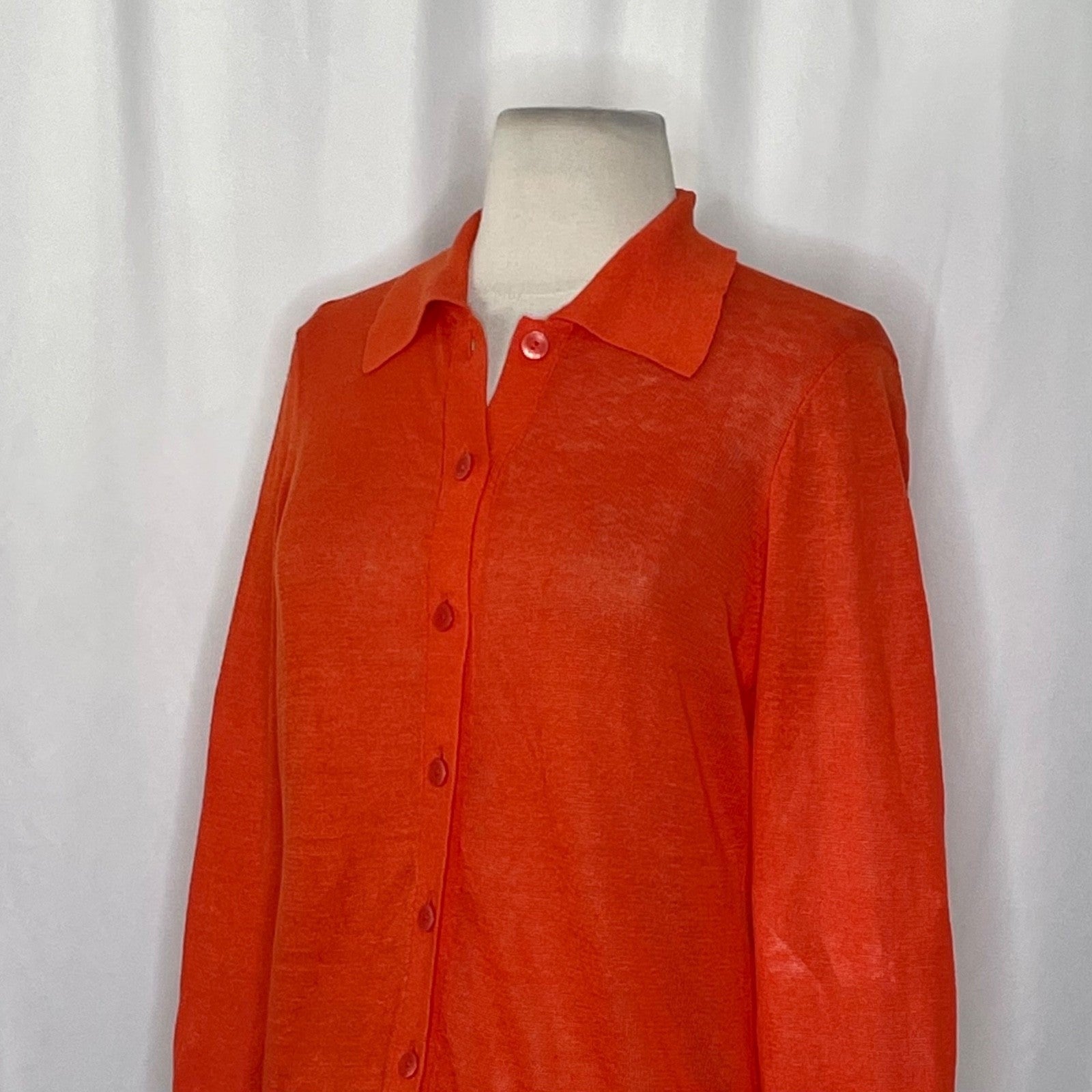 NWT!! J. CREW Collared Button-Up Sweater Cardigan Linen Poppy Orange Red Small