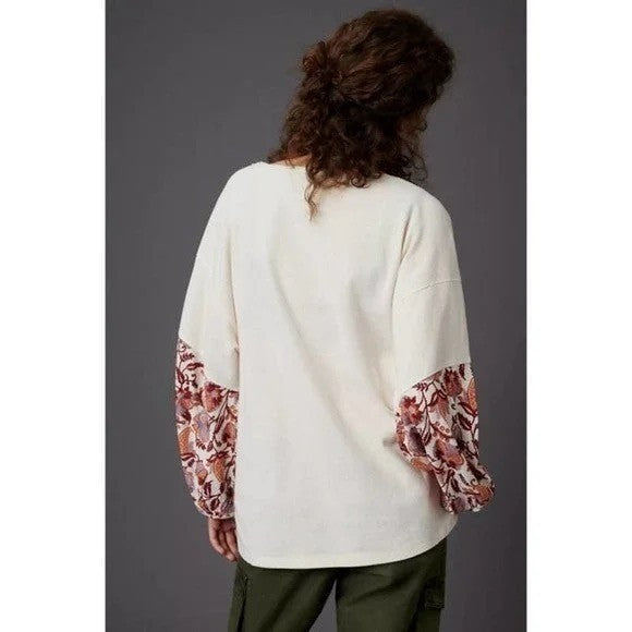 By ANTHROPOLOGIE Annette Floral Paisley Sleeves Top Blouse Oversized Medium