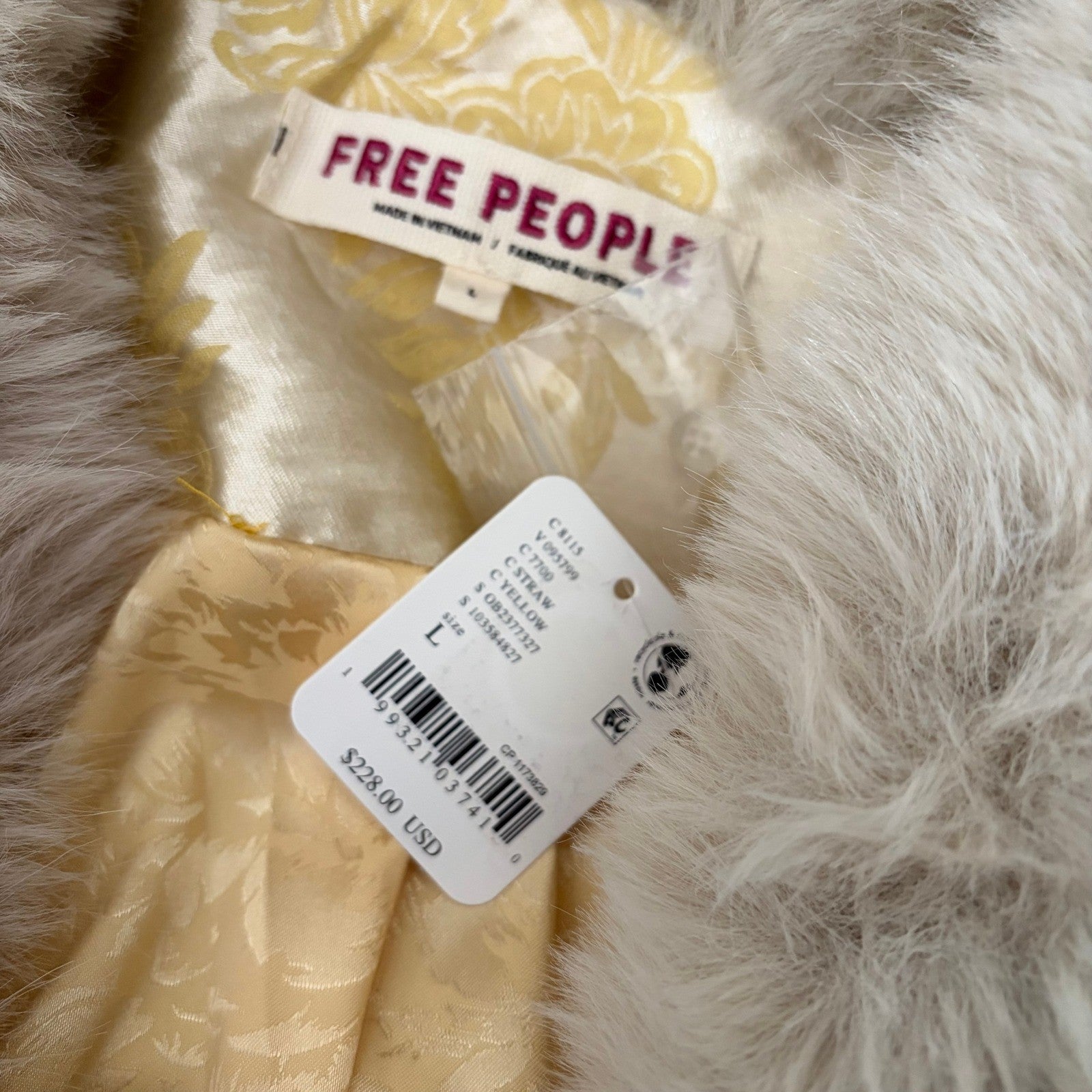 NWT!! FREE PEOPLE French Exit Laluna Jacket Jacquard Faux Fur Collar Large