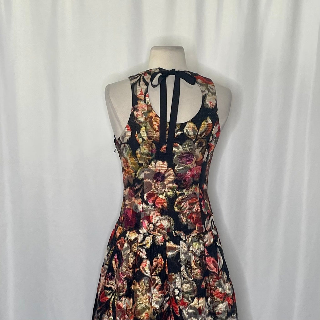 Anthropologie LEIFSDOTTIR Adelita Floral Brocade Metallic Dress Party Size 2