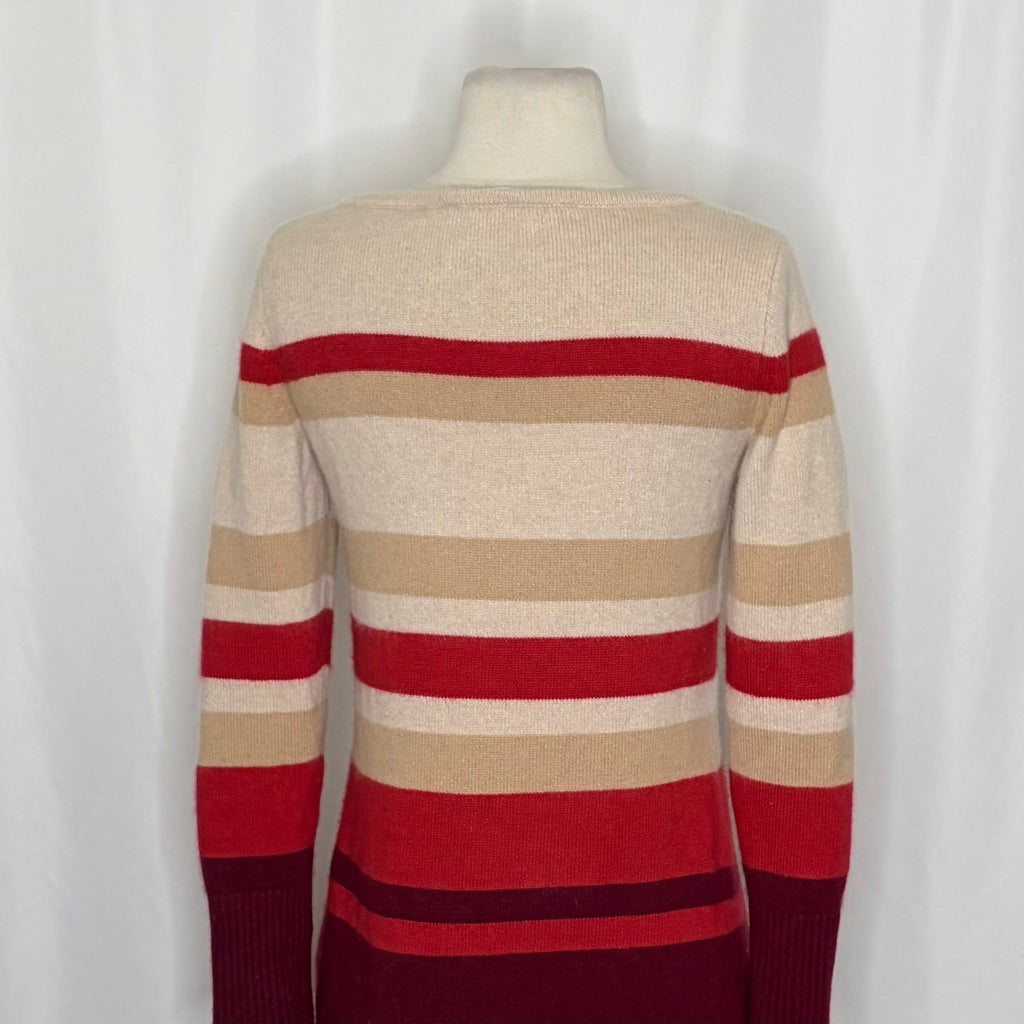 ATHLETA Cashmere Lodge Striped Sweater Pullover Chianti Multi Stripes Small