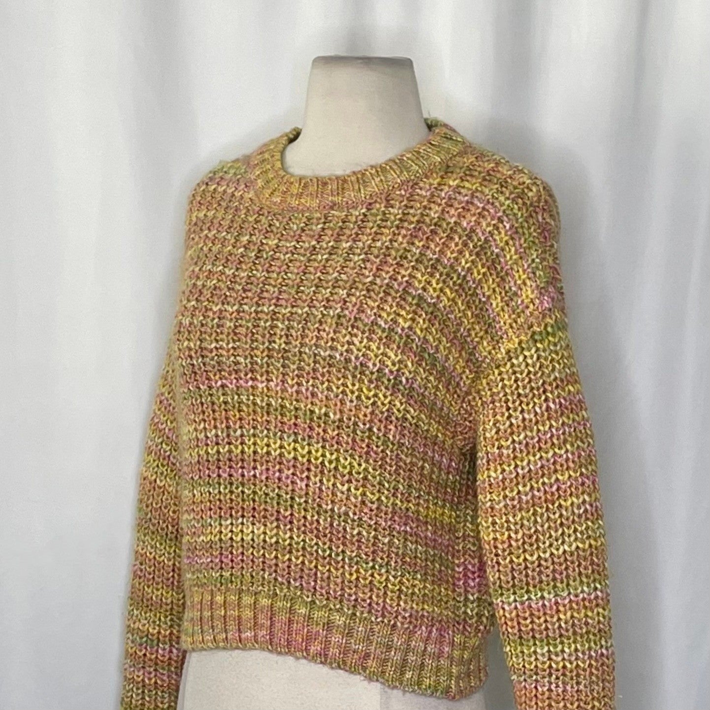 ANTHROPOLOGIE Ribbed Obi Melange Crewneck Sweater Pullover Knit Marled Small