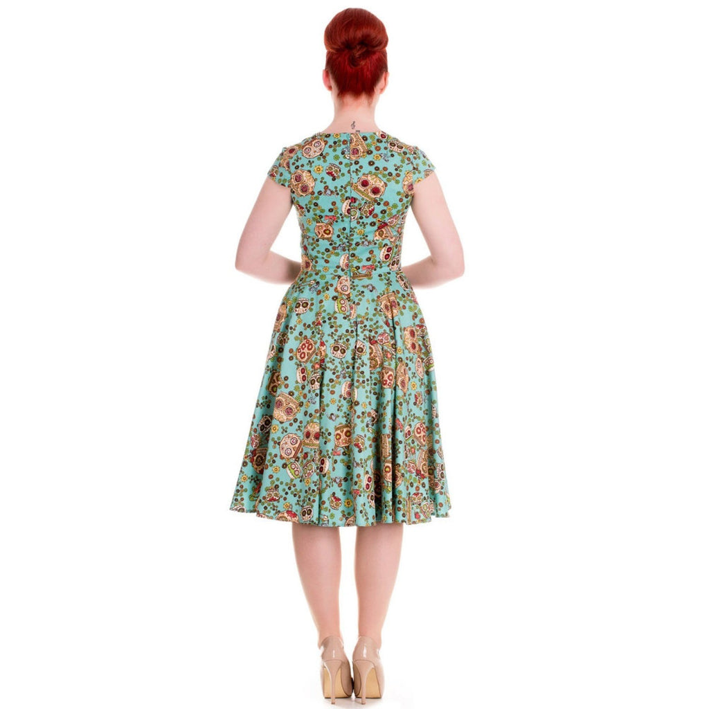 HELL BUNNY Sasha Sugar Skull Dress Dia De Los Muertos Rockabilly Retro Large