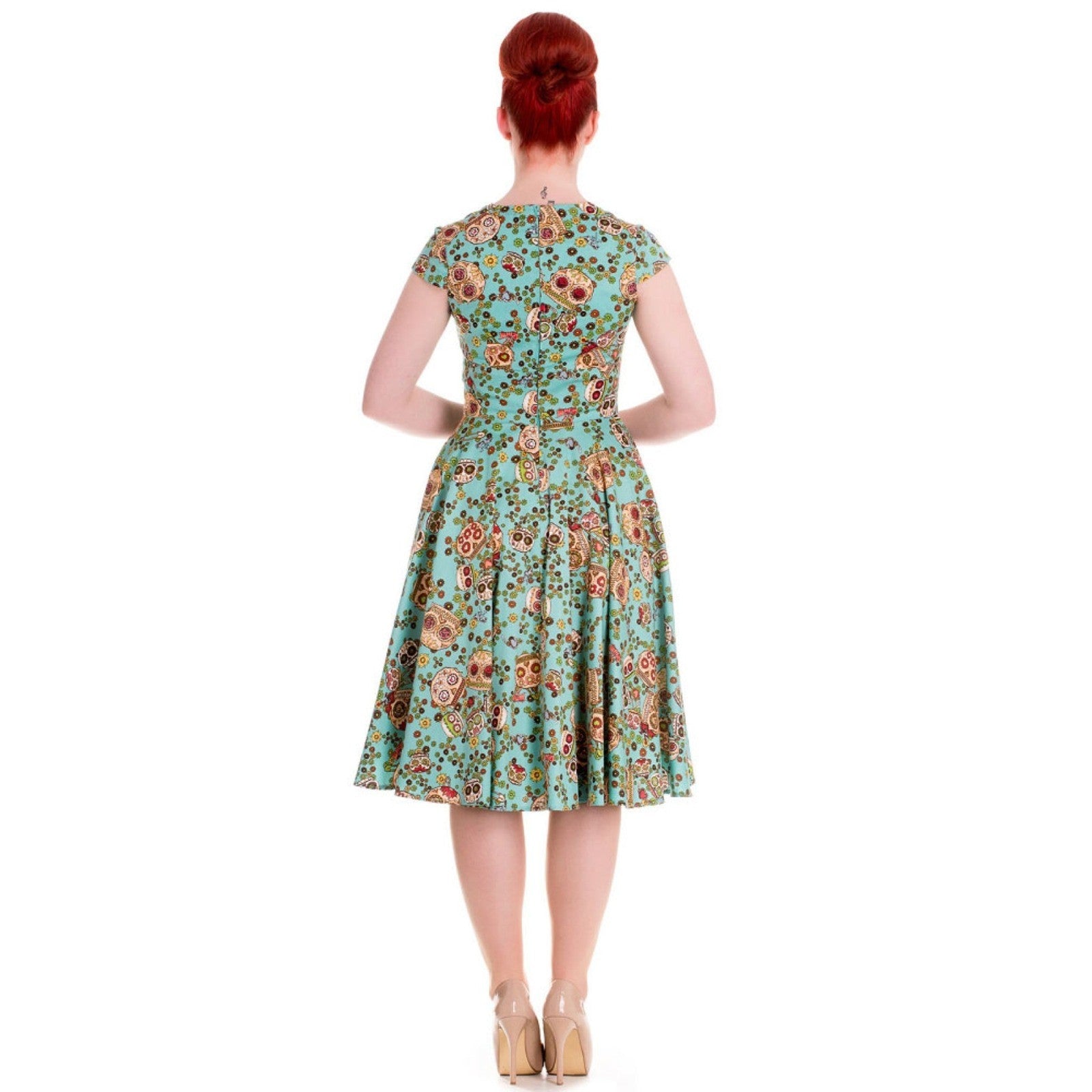 HELL BUNNY Sasha Sugar Skull Dress Dia De Los Muertos Rockabilly Retro Large