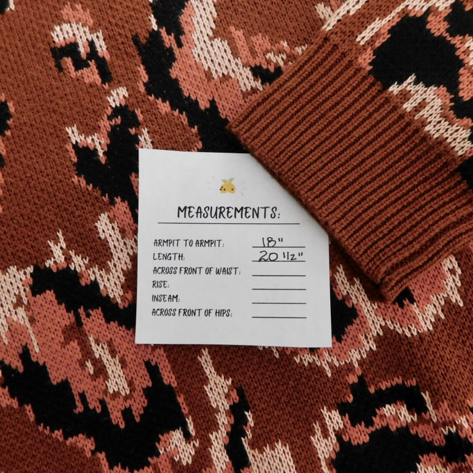 DEREK LAM Collective Brown Animal Print Sweater Leopard Puff Sleeves Large